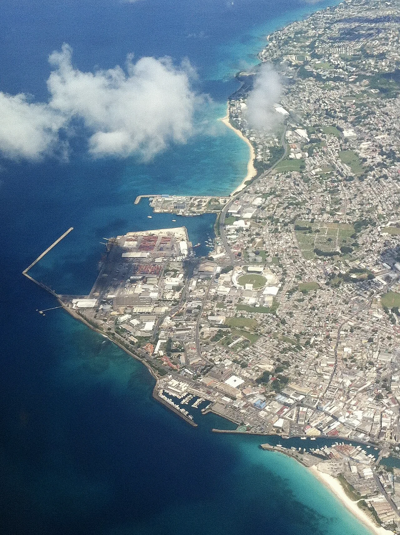 Destination view of Barbados. Bridgetown aerial
