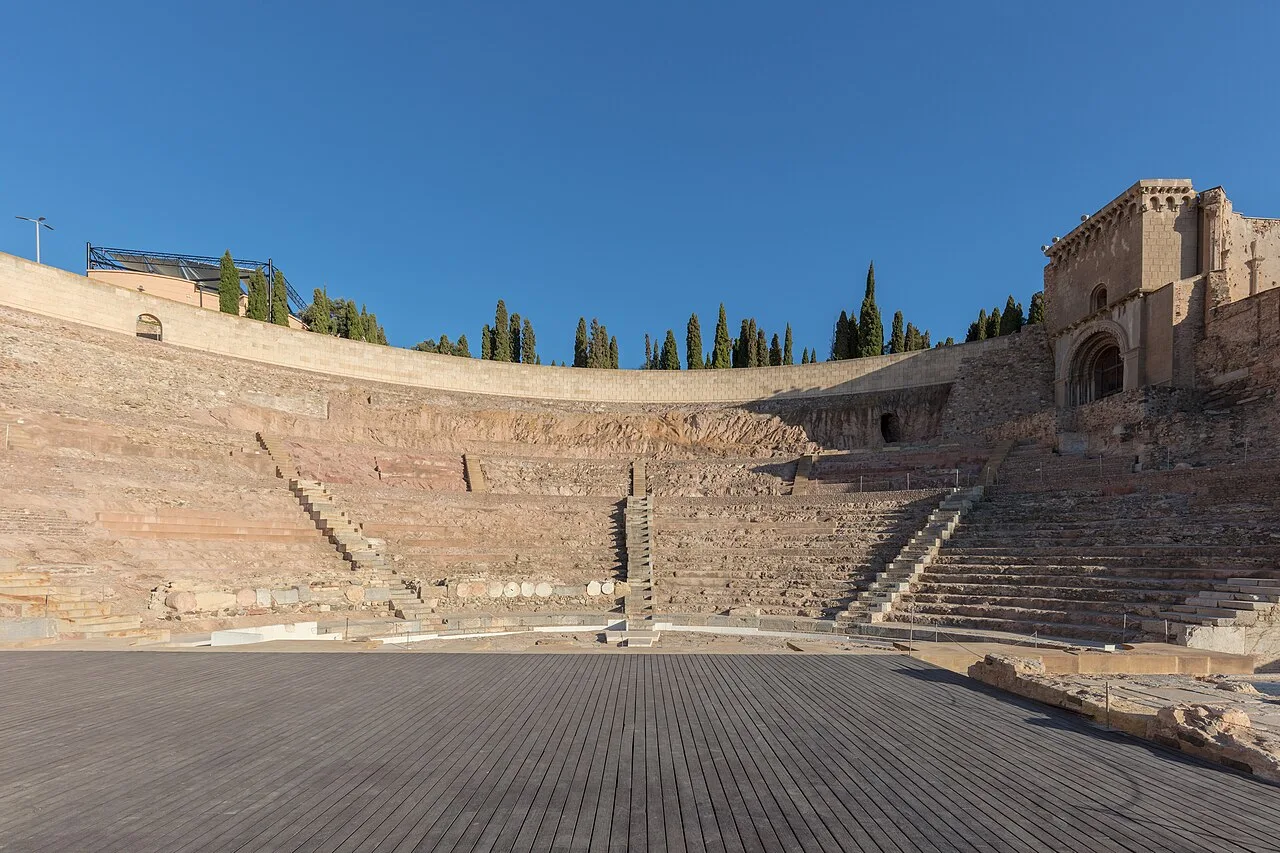 Destination view of Cartagena (Spain). Teatro romano de Cartagena, España, 2022-07-16, DD 05