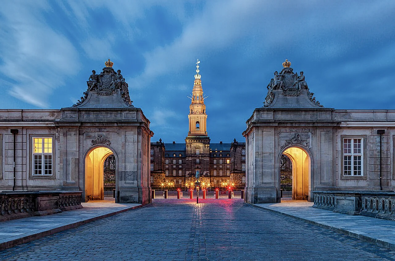 Destination view of Copenhagen. 2018 - Christiansborg from the Marble Bridge