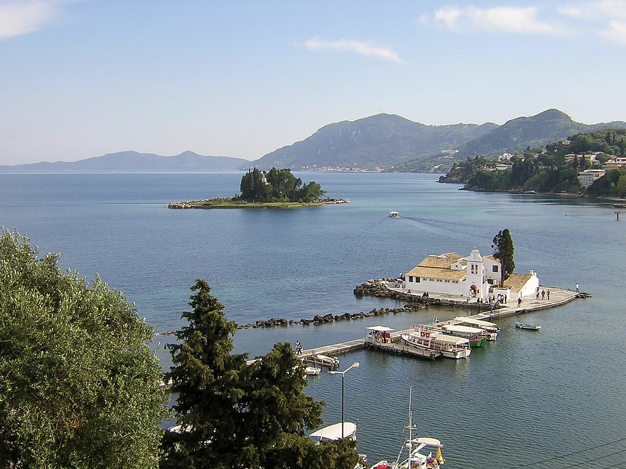 Destination view of Corfu. Pontikonisi
