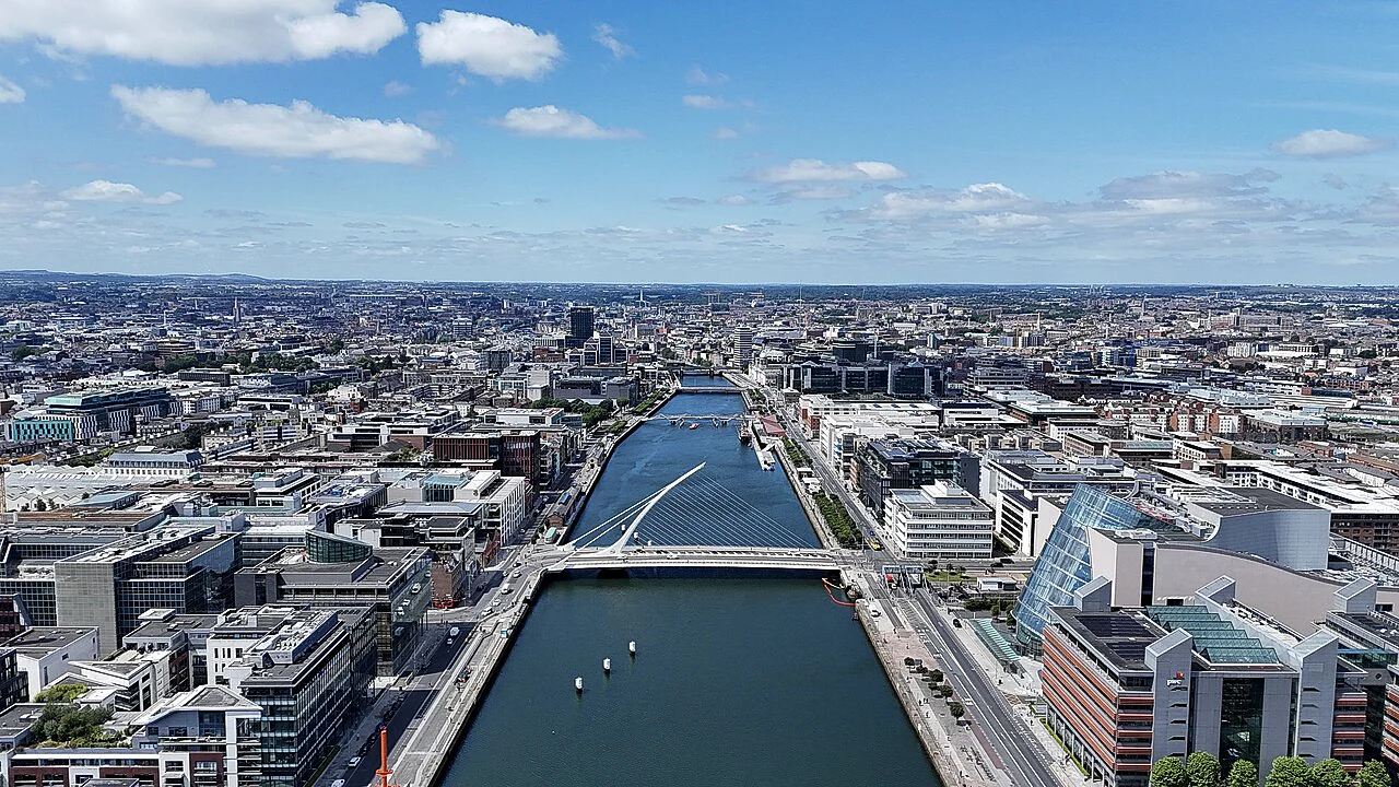 Destination view of Dublin. Dublin - aerial - 2025-07-07 01