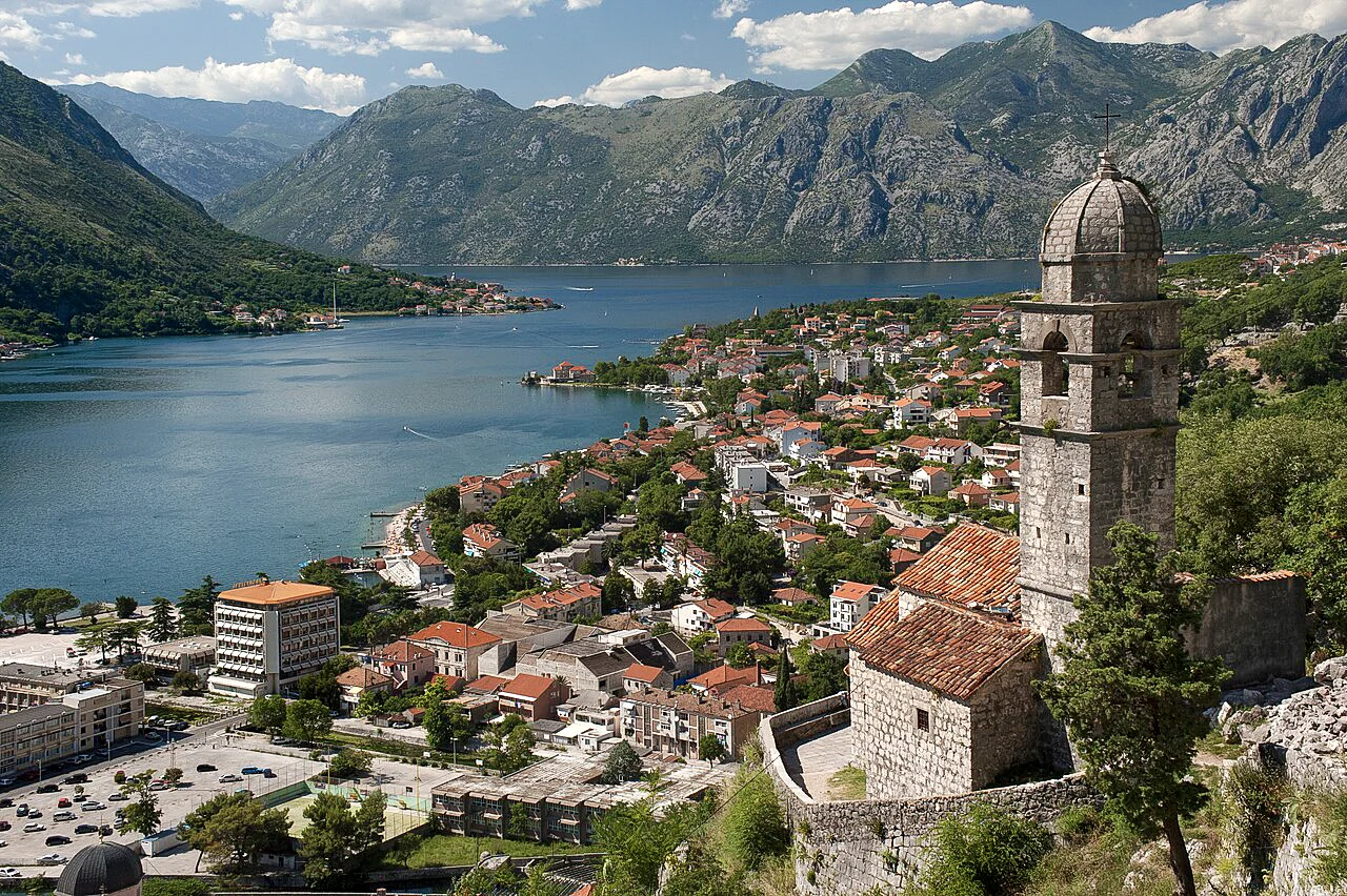 Destination view of Kotor. 20090719 Crkva Gospa od Zdravlja Kotor Bay Montenegro