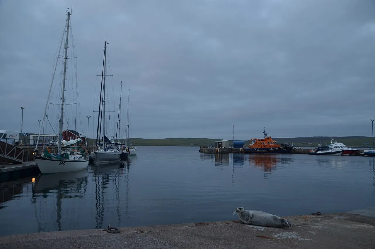 Destination view of Lerwick. Summer Evening at Lerwick Harbour, Shetland - geograph.org.uk - 5825734