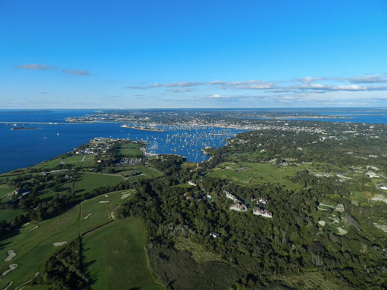 Destination view of Newport. Newport Rhode Island Aerial View