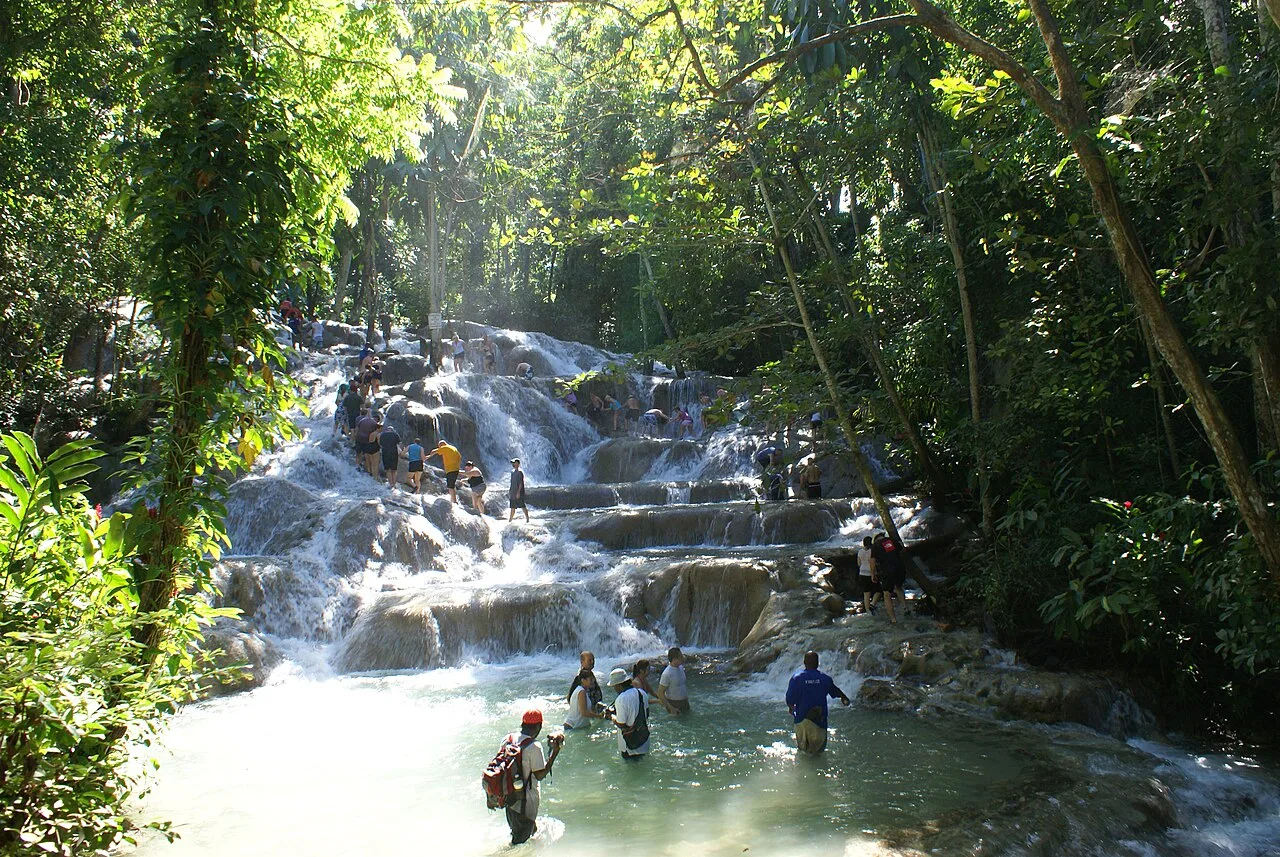 Destination view of Ocho Rios. Dunns River Falls climb