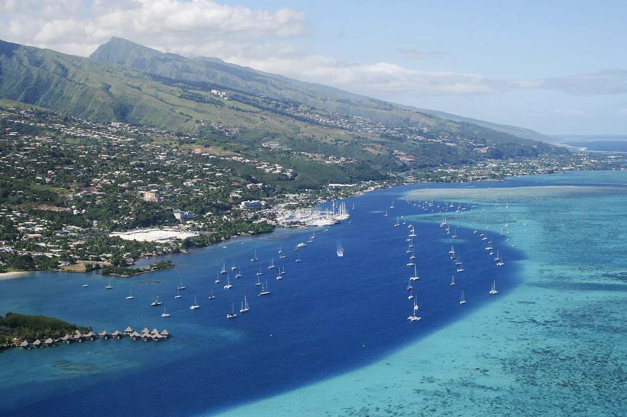 Destination view of Papeete. Papeete - Marina Taina