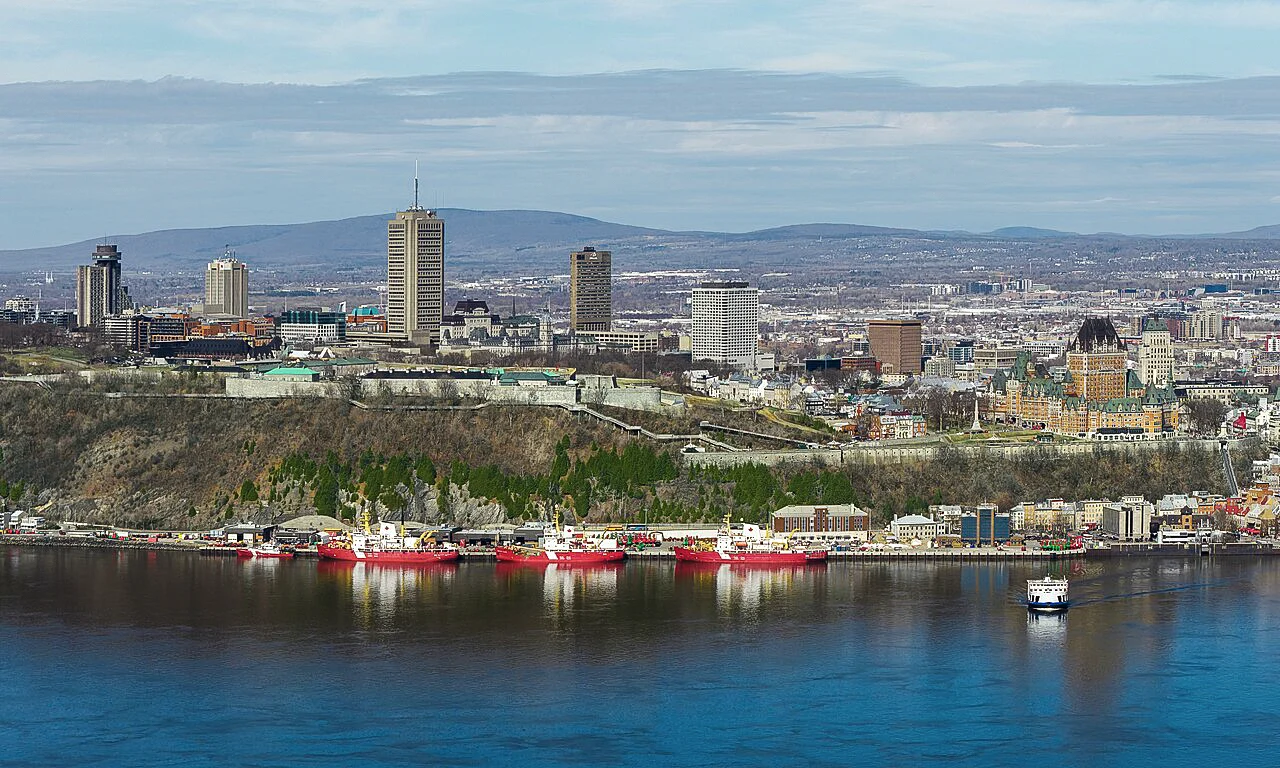 Destination view of Québec City. Quebec City skyline from Lévis