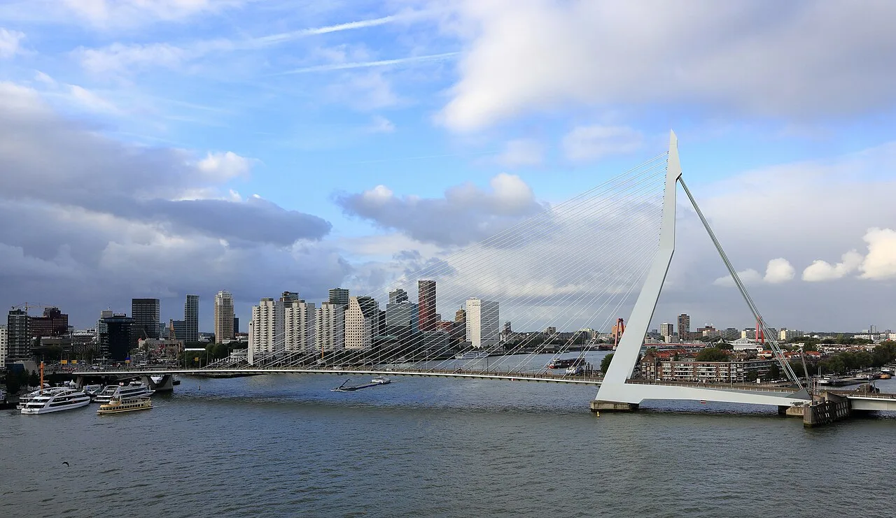 Destination view of Rotterdam. Erasmusbrug, September 2019
