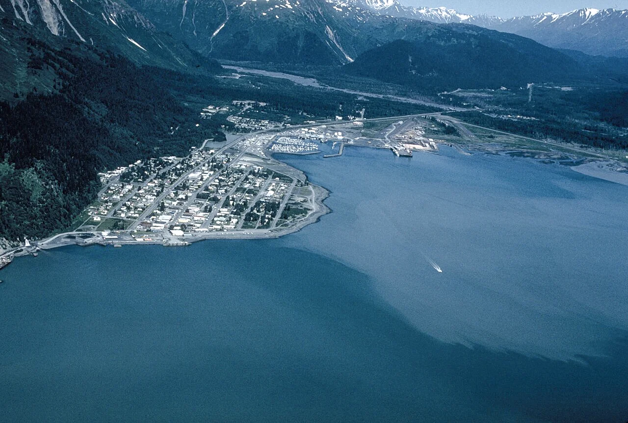 Destination view of Seward. Seward Alaska aerial view