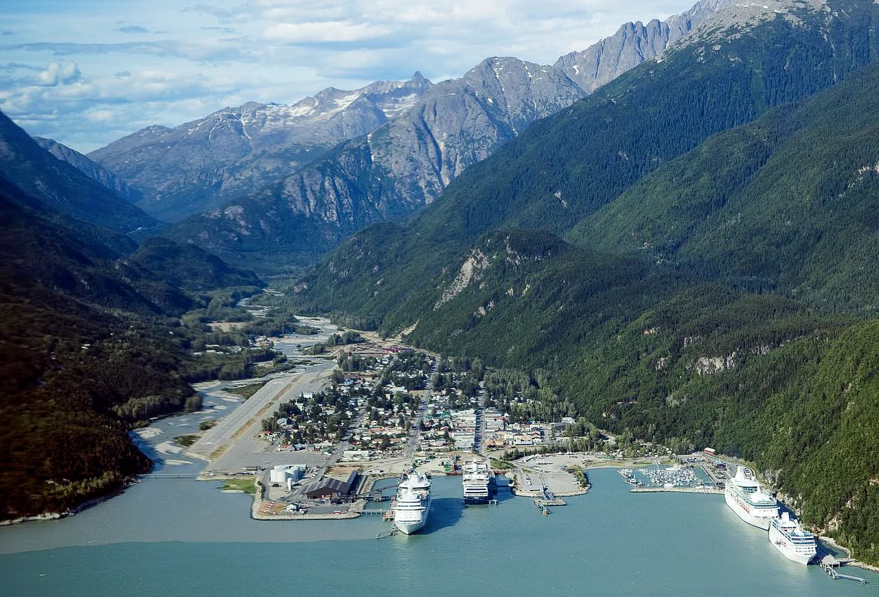 Destination view of Skagway. Skagway aerial view