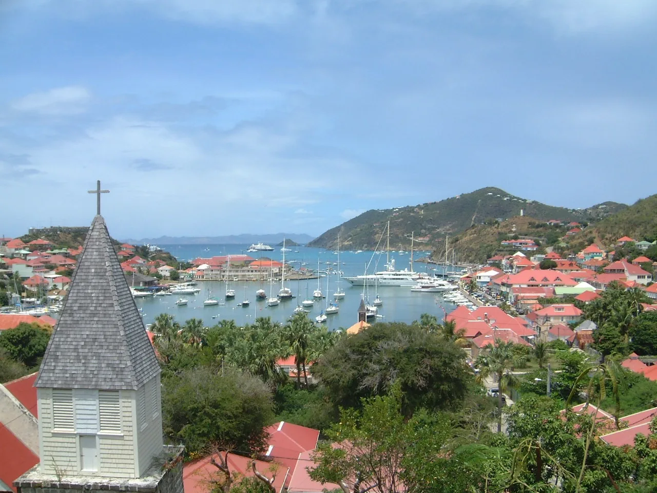 Destination view of St. Barts. Gustavia Harbor, Saint-Barthélemy