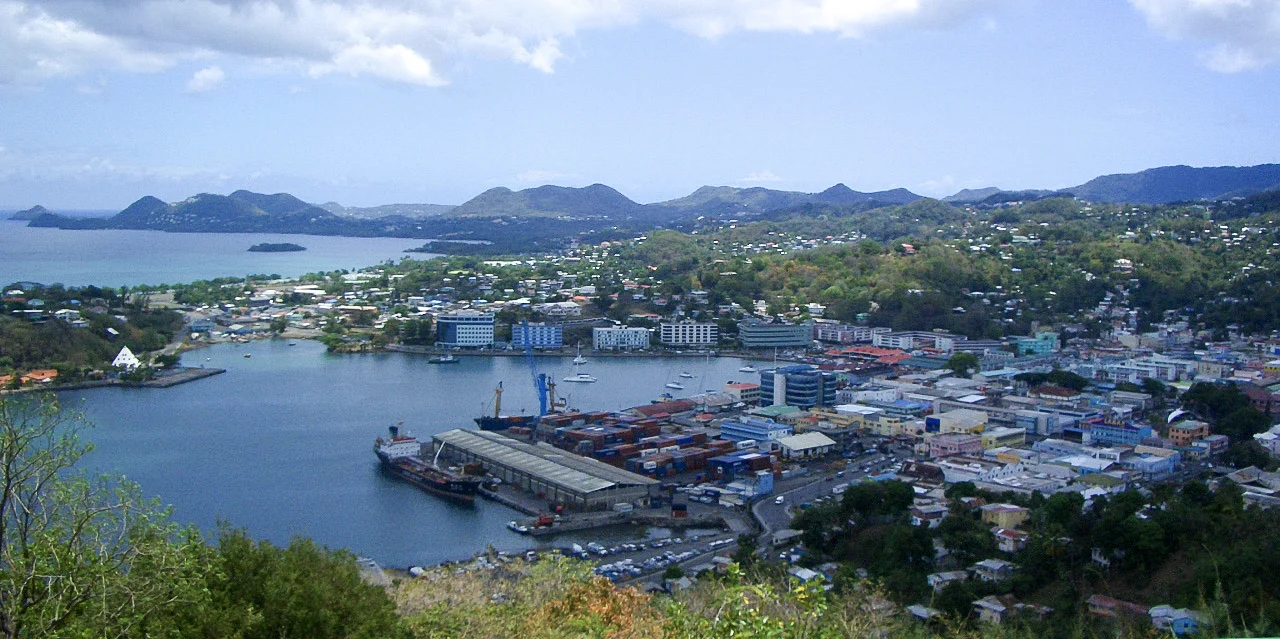 Destination view of St. Lucia. View of Castries Saint Lucia Day248bdriveb